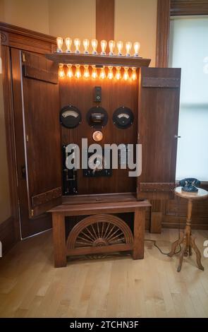 Elektrischer Stuhl am Ohio State Reformatory, historisches Gefängnis in Mansfield, Ohio Stockfoto