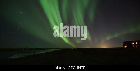 Aurora Borealis mit Venus und Jupiter vom Hotel Ranga am 14. März 20023 Stockfoto