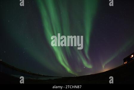Aurora Borealis mit Venus und Jupiter vom Hotel Ranga am 14. März 20023 Stockfoto
