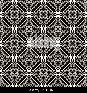 Abstraktes Muster im arabischen Stil. Nahtloser Hintergrund. Schwarz-weiß-Muster. Grafisches, modernes Muster. Stock Vektor