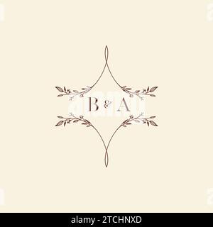 BA Wedding Initial-Logobuchstaben in hochwertigem, professionellem Design, das auf allen Printmedien gut gedruckt wird Stock Vektor