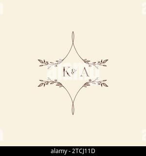 KA Wedding Initial-Logobuchstaben in hochwertigem, professionellem Design, das auf allen Printmedien gut gedruckt wird Stock Vektor