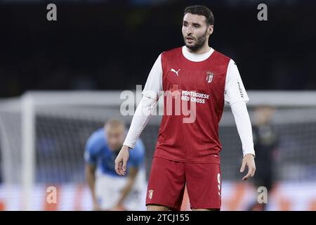 Neapel, Italien. Dezember 2023. Bragas spanischer Stürmer Abel Ruiz sieht beim Spiel der UEFA-Champions-Liga zwischen SSC Napoli und Braga am 12. Dezember 2023 im Diego Armando Maradona Stadium in Neapel, Süditalien, an. Quelle: Unabhängige Fotoagentur/Alamy Live News Stockfoto