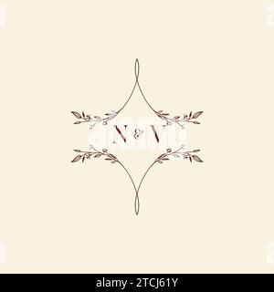 NV Wedding Initial-Logo-Buchstaben in hochwertigem, professionellem Design, das auf allen Printmedien gut gedruckt wird Stock Vektor
