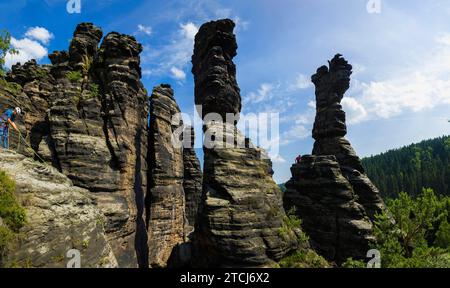 Herkules-Säulen im Bielatal in der Sächsischen Schweiz Stockfoto