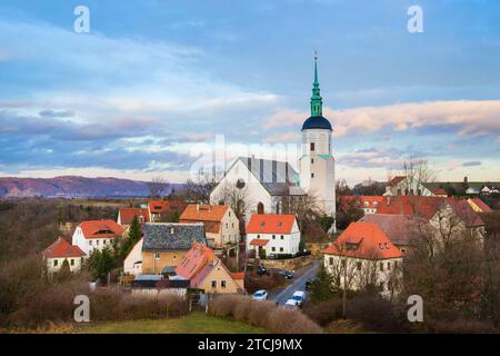 Dohna ist die zweitälteste Stadt im Freistaat Sachsen. Sie befindet sich im Landkreis Saechsische Schweiz-Osterzgebirge. Dohnas Spätgotik Stockfoto