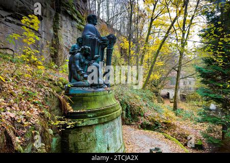 Richard-Wagner-Denkmal im Liebethaler Grund Stockfoto