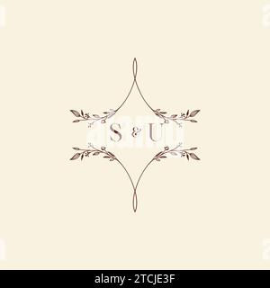 SU Wedding Initial-Logobuchstaben in hochwertigem, professionellem Design, das auf allen Printmedien gut gedruckt wird Stock Vektor