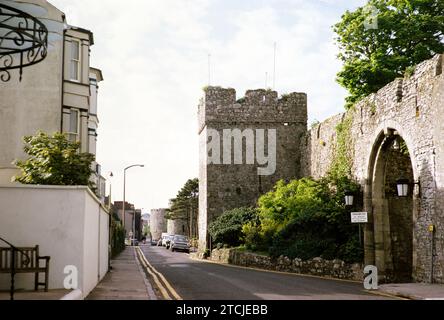 Mittelalterliche Stadtmauern, Tenby, Pembrokeshire, Wales, Großbritannien Mai 1970 Stockfoto