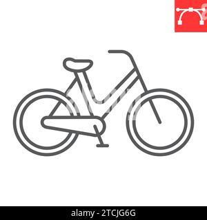 Fahrradlinie Symbol, Transport und Fahrzeug, Fahrrad Vektor Symbol, Vektor Grafiken, editierbare Kontur Zeichen, eps 10. Stock Vektor