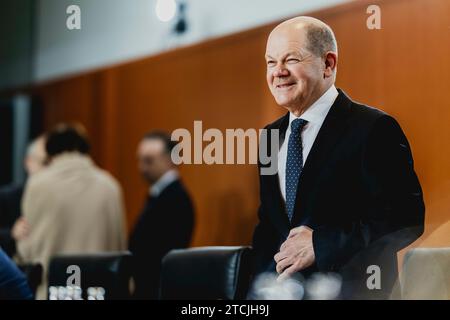 Berlin, Deutschland. Dezember 2023. OLAF Scholz (SPD), Bundeskanzler, auf der wöchentlichen Kabinettssitzung in Berlin am 13. Dezember 2023. Quelle: dpa/Alamy Live News Stockfoto