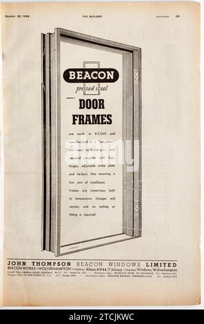 Werbung aus dem 1940er Jahre The Builder Magazine; Beacon Windows Limited Stockfoto