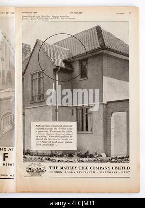 Werbung aus einer Ausgabe von The Builder Magazine aus den 1940er Jahren - The Marley Tile Company Limited Stockfoto