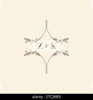 ZK Wedding Initial-Logobuchstaben in hochwertigem, professionellem Design, das auf allen Printmedien gut gedruckt wird Stock Vektor
