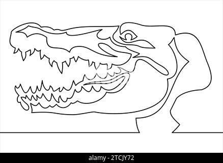 Symbol Krokodilkopf. Durchgehend eine Linie Stock Vektor