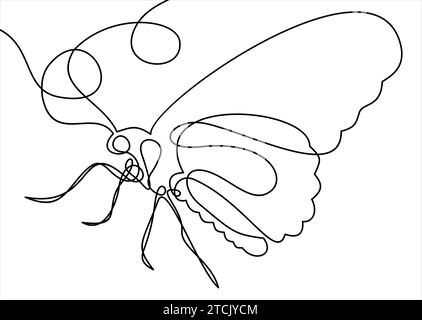 Schmetterling. Durchgehende Linienzeichnung. Abbildung.Element im trendigen Stil. Stock Vektor