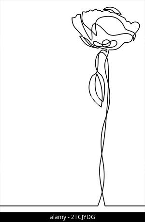 Mohn. Durchgehende Linie.Element im trendigen Stil. Stock Vektor