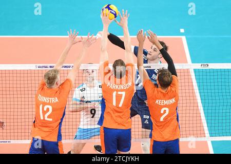 Luciano Vicentin (Argentinien), Bennie Tuinstra, Michael Parkinson, Wessel Keemink (Niederlande). Volleyball-Weltmeisterschaft 2022. Stockfoto