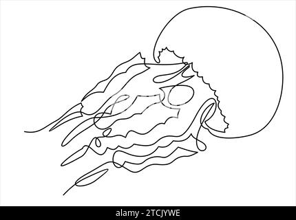 Illustration der einzeiligen Jell Ifish.Element im trendigen Stil. Stock Vektor