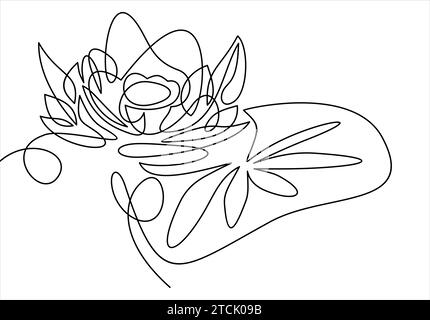 Blume Lotus kontinuierliche Linie Vektor Illustration Stock Vektor