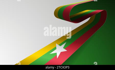 Realistischer Bandhintergrund mit Flagge von Myanmar. Ein Auswirkungselement für die Verwendung, die Sie daraus machen möchten. Stock Vektor