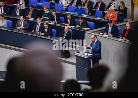 Berlin, Deutschland . Dezember 2023. Friedrich Merz, CDU-Parteivorsitzender, anlässlich einer Sitzung des Deutschen Bundestages in Berlin am 13. Dezember 2023. Quelle: dpa/Alamy Live News Stockfoto
