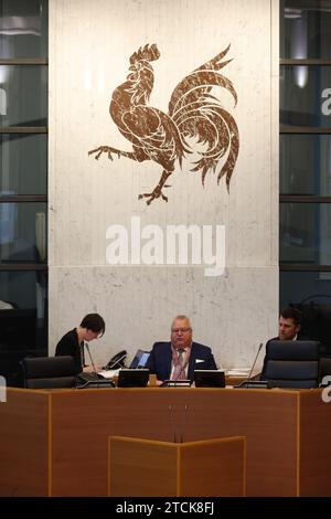 Namur, Belgien. Dezember 2023. Der Vorsitzende des wallonischen parlaments, Andre Frederic, wurde auf einer Plenartagung des wallonischen Parlaments in Namur am Mittwoch, den 13. September 2023, dargestellt. BELGA PHOTO VIRGINIE LEFOUR Credit: Belga News Agency/Alamy Live News Stockfoto