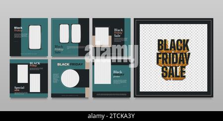 Postvorlage in sozialen Medien für die Werbeaktion „Black Friday“ im minimalistischen Stil Stock Vektor