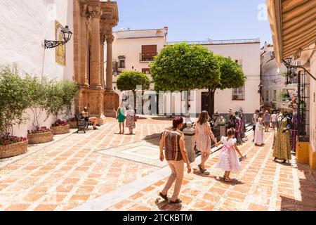 Kleiner Platz in der Altstadt von Marbella in Spanien. Stockfoto