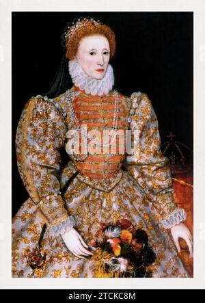 Porträt der Königin Elisabeth I. von England von Johannes Corvus, hergestellt 1575. Stockfoto