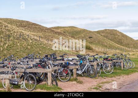 Sie parkten hinter den Dünen im Naturschutzgebiet de Slufter auf der Insel Texel. Stockfoto