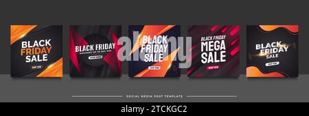 Set aus Black Friday Sale Banner, Poster oder Flyer mit modernem Stil in abstraktem Konzept Stock Vektor