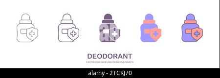 Symbol für Deodorant. Lineare Vektorillustration aus Make-up-Sammlung. Konturvektor für Deodorant-Symbole. Dünnes Liniensymbol zur Verwendung in Web- und mobilen Apps Stock Vektor