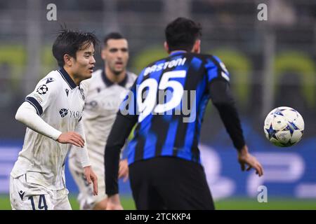 Takefusa Kubo (Real Sociedad) während des Spiels der UEFA Champions League 2023 2024 zwischen Inter 0-0 Real Sociedad im Giuseppe Meazza Stadium am 12. Dezember 2023 in Mailand. Quelle: Maurizio Borsari/AFLO/Alamy Live News Stockfoto