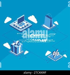 Farbige Cyber monday Verkaufsvorlage Vektor Stock Vektor