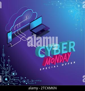 Farbige Cyber monday Verkaufsvorlage Vektor Stock Vektor