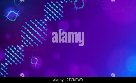 Abstrakter DNA-Hintergrund. Biochemie-Spiralbanner. Infografik des menschlichen genetischen Codes. Vektorbanner des Zellkernmodells Stock Vektor