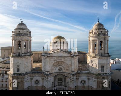 Aus der Vogelperspektive der Kathedrale vom Heiligen Kreuz von Cadiz, Spanien Stockfoto