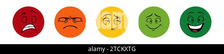 Farbe Runde Gesichter Emotionen festgelegt Stock Vektor