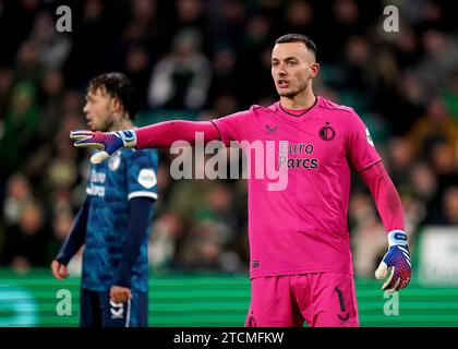 Feyenoord Torhüter Justin Bijlow während des Spiels der UEFA Champions League, Gruppe E im Celtic Park, Glasgow. Bilddatum: Mittwoch, 13. Dezember 2023. Stockfoto