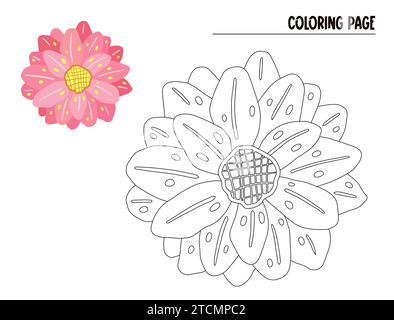 Färbeseite Blume Doodle. Hand gezeichneter Vektor des floralen Elements isoliert auf weißem Hintergrund. Stock Vektor