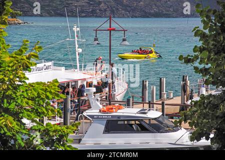 Lake Wakatipu von Otago Region, Marine Parade, Queenstown, Südinsel, Neuseeland Stockfoto