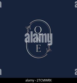 QE Wedding Initial-Logobuchstaben in hochwertigem, professionellem Design, das auf allen Printmedien gut gedruckt wird Stock Vektor