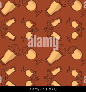 Biergläser Symbole Muster Hintergrund Vektor Stock Vektor