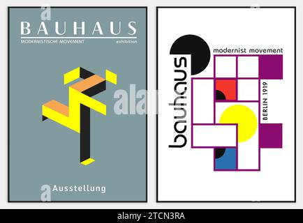 Enthält abstrakte Kunst im bauhaus-Stil, dekorative moderne Kunst, Stock Vektor