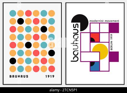 Enthält abstrakte Kunst im bauhaus-Stil, dekorative moderne Kunst, Stock Vektor
