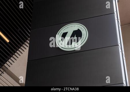 San Francisco County Transportation Authority (SFCTA) Logo am Hauptsitz in San Francisco, CA, USA Stockfoto