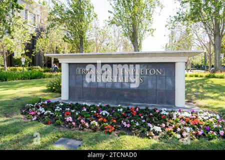 Franklin Templeton Investments Bodenschild in seinem Büro in San Mateo, Kalifornien, USA Stockfoto