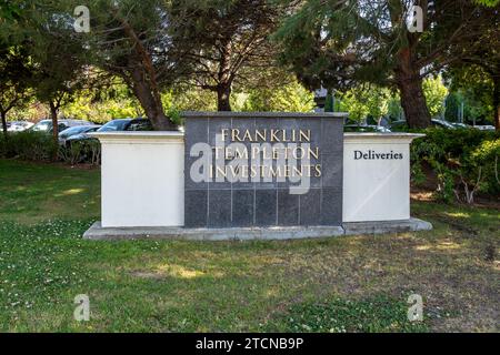 Franklin Templeton Investments Bodenschild in seinem Büro in San Mateo, Kalifornien, USA Stockfoto