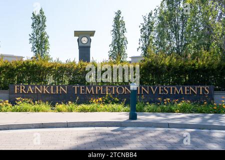 Franklin Templeton Investments Bodenschild in seinem Büro in San Mateo, Kalifornien, USA Stockfoto